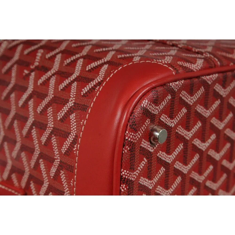 Goyard Vanity Train Case Red Canvas Crossbody Travel Bag Vintage Luggage Tote - Picture 12 of 16